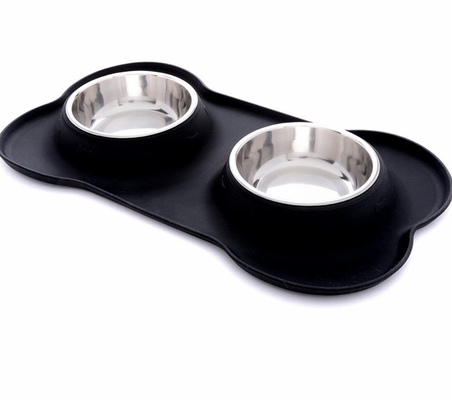 Silicone Pet Dog Stainless Steel Cat Bowl Meal Pad Portable