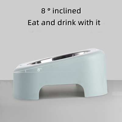 Cat Toy Cute Cat Bowl Stainless Steel Inclined Mouth Cervical Protection