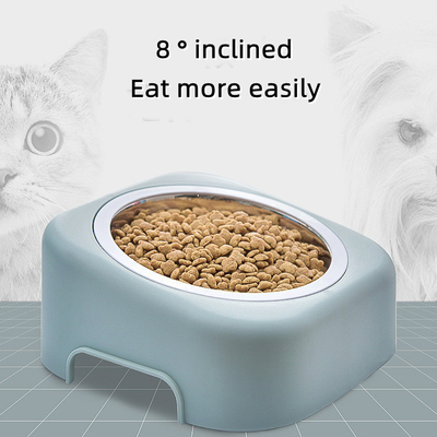 Cat Toy Cute Cat Bowl Stainless Steel Inclined Mouth Cervical Protection