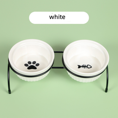Ceramic Cat Food Basin Double Bowls Protect Cervical Vertebra