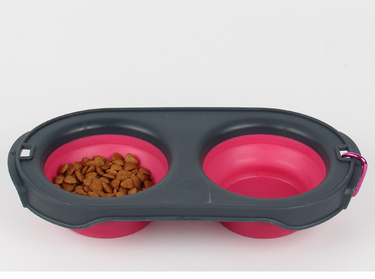 Pet Supplies Dog TEP Folding Portable Silicone Double Bowl Cat Dog Universal Double Bowl