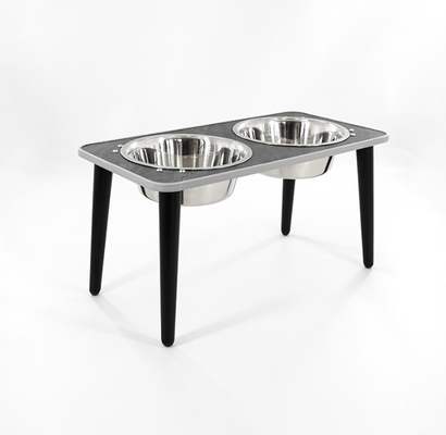 Collapsible Double Dog Bowl Elevated Adjustable Raised Stainless Steel