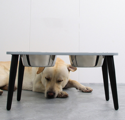 Collapsible Double Dog Bowl Elevated Adjustable Raised Stainless Steel