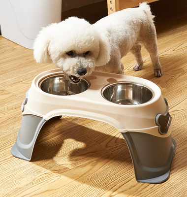 Elevated Height Adjustable Raised Stainless Steel Dog Food Dish And Pet Water Bowls