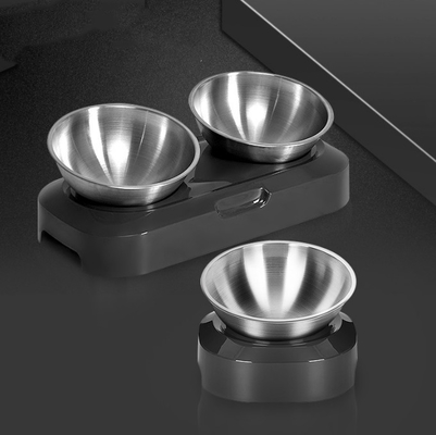 15° Tilted Raised Stainless Steel Indoor Cats Bowls With Stand For Food And Water