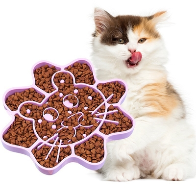 Cat Bowl Dog Bowl Slow Food Bowl Anti-Choking Silicone Pet Bowl Cat Bowl Anti-Overturning Anti-Splash Food Bowl