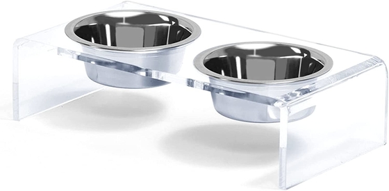 Acrylic Elevated Dog And Cat Pet Feeder with 2 Set Removable Food and Water Bowls