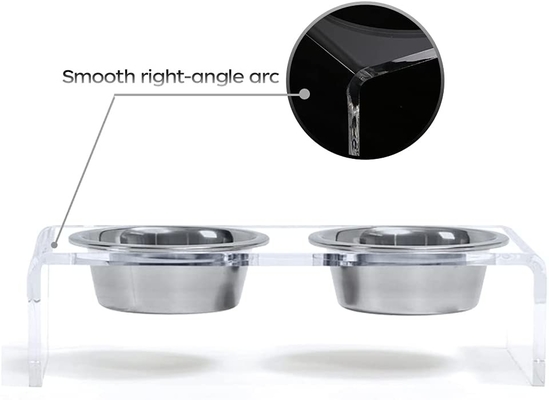 Acrylic Elevated Dog And Cat Pet Feeder with 2 Set Removable Food and Water Bowls