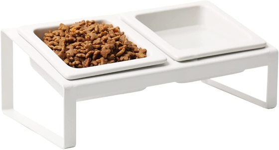 Ceramic Dog Cat Food and Water Bowls Set for Small Size Dogs and Cats