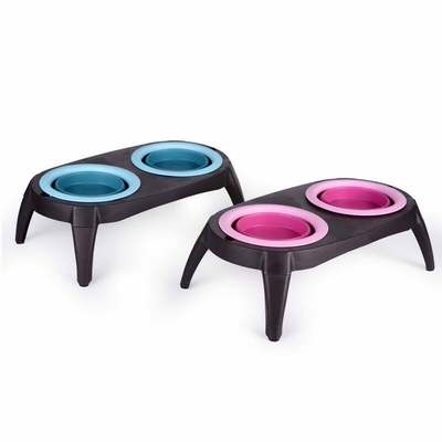 Anti-Overturning Pet Double Bowl Silicone Folding Dog Bowl Pet Drinking Water Feeding Cat Bowl