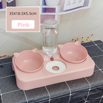 Pet Double Bowl Anti-Wet Mouth Neck Guard Dog Food Bowl Multi-Purpose Automatic Drinking Bowl