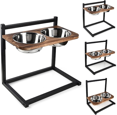 Dog Cat Food Bowls Raised Dog Bowl Stand Feeder Adjustable Elevated 3 Heights 5in 9in 13in with Stainless Steel Bowl