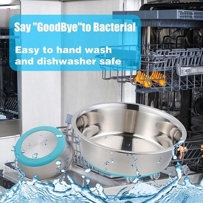 Deep Stainless Steel Anti-Slip Dog Cat Bowls with No-Spill and Non-Skid Rubber Bottom