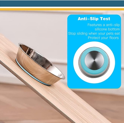 Deep Stainless Steel Anti-Slip Dog Cat Bowls with No-Spill and Non-Skid Rubber Bottom