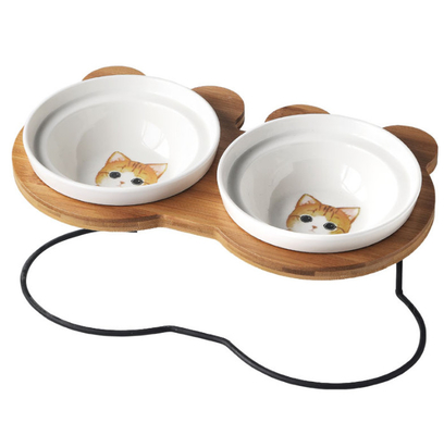 Elevated Ceramic Dog Cat Bowls for Food and Water