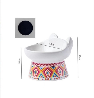 Cat Bowl Ceramic Protection Cervical Vertebra Anti-Overturning High Foot Oblique Mouth Pet Dog Cat Bowl