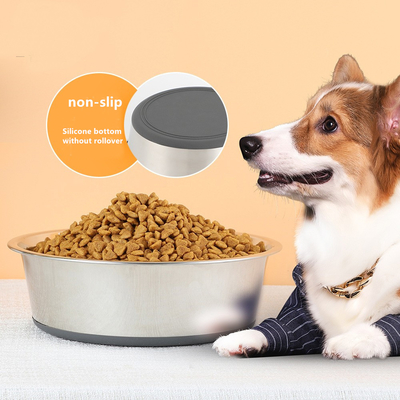 Stainless Steel Pet Bowl Anti-Slip Pet Food Basin Silicone Cat Bowl Dog Bowl Feeder Drinker Cat Supplies