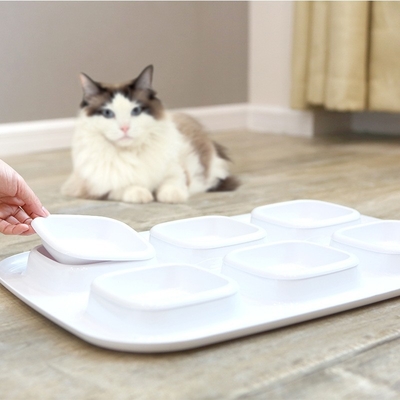 Cat Bowl Double Bowl Six Bowl Curling Leak-Proof Cat Food Bowl Cat Water Bowl Pet Bowl Cat Supplies