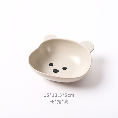 Cat bowl ceramic dog bowl bear bowl cute anti-overturning cat plate rice bowl cat food bowl