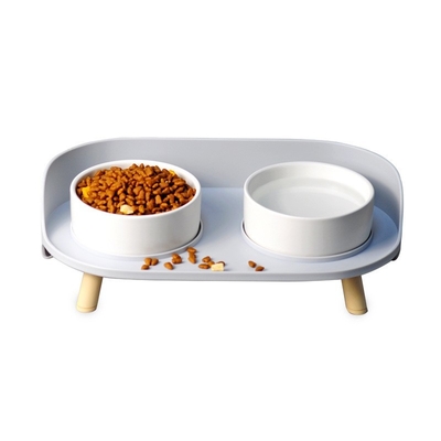 Pet Ceramic Cat Bowl Moon Half Double Bowl Cat Food Bowl Anti-Overturn Protection Cervical Vertebra Cat Bowl