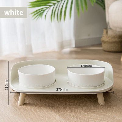Pet Ceramic Cat Bowl Moon Half Double Bowl Cat Food Bowl Anti-Overturn Protection Cervical Vertebra Cat Bowl