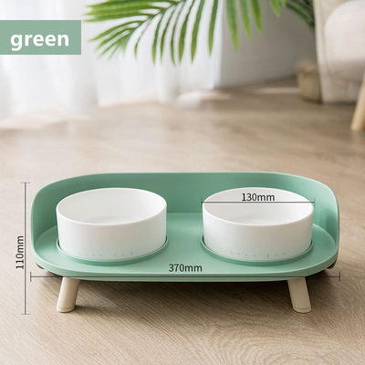 Pet Ceramic Cat Bowl Moon Half Double Bowl Cat Food Bowl Anti-Overturn Protection Cervical Vertebra Cat Bowl