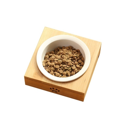 Ceramic Pet Bowl Bamboo Cat Bowl Amazon Double Bowl Dining Table Drinking Dog Bowl Grain Bowl Wooden Cat Bowl