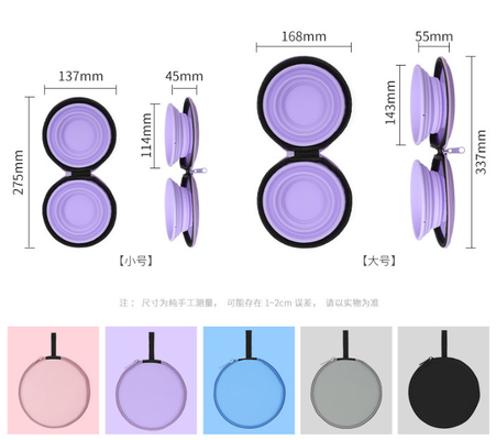 Silicone Collapsible Dog Bowl Set Foldable Expandable Pet Food Water Feeding Cup Dish for Outdoors Travel