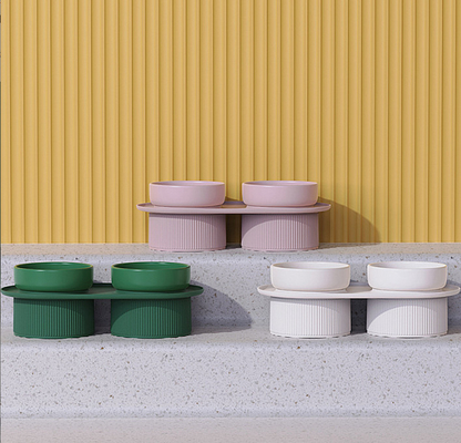 Ceramic Elevated Raised Pet Feeder Bowls With Stand
