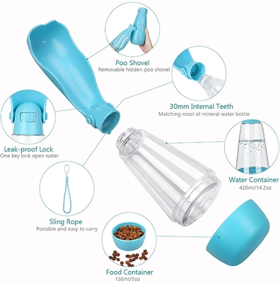ABS Portable Pet Water Dispenser Feeder Container With Drinking Cup Bowl Outdoor Hiking