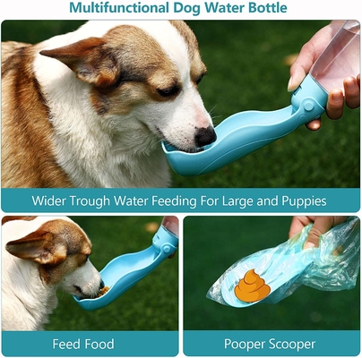 ABS Portable Pet Water Dispenser Feeder Container With Drinking Cup Bowl Outdoor Hiking