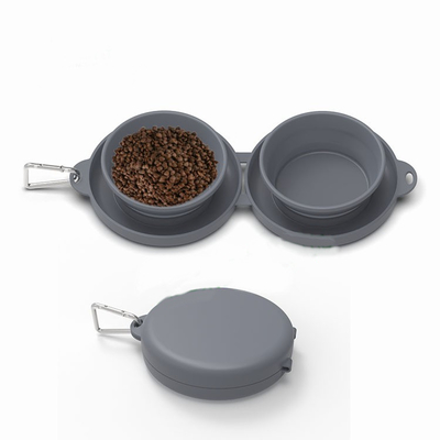 Double Silicone Pet Bowl Folding Portable Cat Feeding Bowl