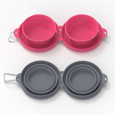 Double Silicone Pet Bowl Folding Portable Cat Feeding Bowl