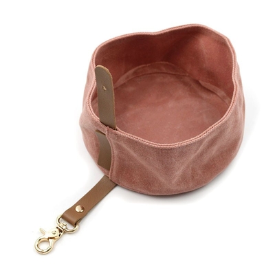 Foldable Waxed Canvas Pet Feeder Bowls Outdoor Portable Travel Dog Food Plate