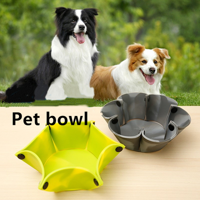 Portable Folding Pet Feeder Bowls Outdoor Travel Silicone Dog Frisbee Tableware