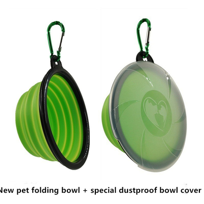 Non Toxic Silicone Pet Bow Outdoor Folding Travel Hanging Pet Food Basin