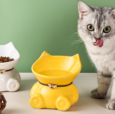 Ceramic Raised Pet Feeder Bowls Reduces Neck Strain indoor
