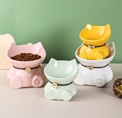 Ceramic Raised Pet Feeder Bowls Reduces Neck Strain indoor