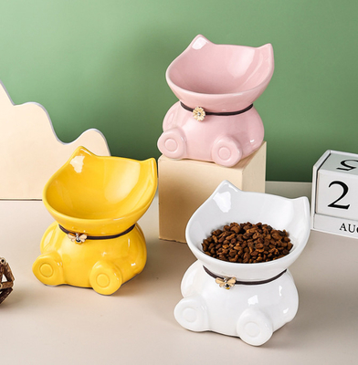 Ceramic Raised Pet Feeder Bowls Reduces Neck Strain indoor