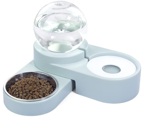 2 In 1 Ceramic Pet Feeder Bowls Cat Water Dispenser 1.8L Automatic Water Refilling