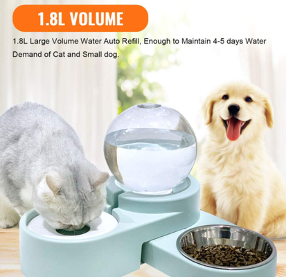 2 In 1 Ceramic Pet Feeder Bowls Cat Water Dispenser 1.8L Automatic Water Refilling