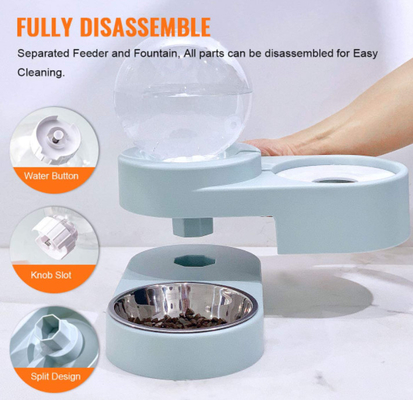 2 In 1 Ceramic Pet Feeder Bowls Cat Water Dispenser 1.8L Automatic Water Refilling