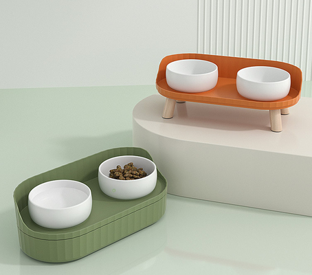 Raised Ceramic Cat Bowls With Stand Cute Elevated Dog Dish