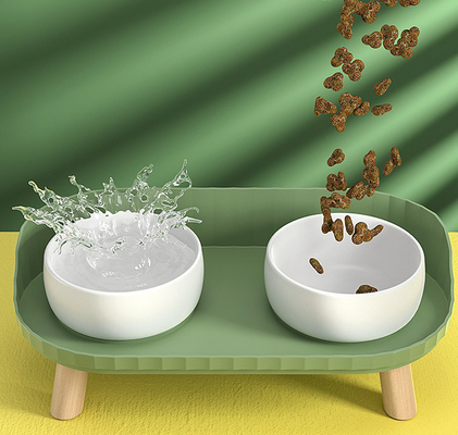 Raised Ceramic Cat Bowls With Stand Cute Elevated Dog Dish