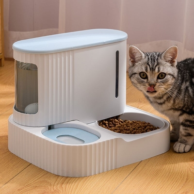 Automatic Water Feeding Cat Double Bowl Prevent Upsetting