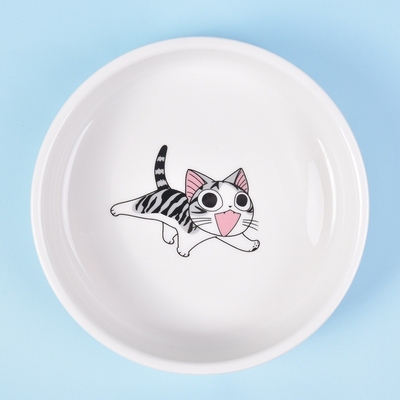 Ceramic Double Pet Feeder Bowls Prevent Knock Protect Cervical Vertebra
