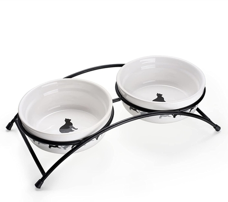 No Slip Food Water Tall Cat Bowls With Elevated Arched Stand