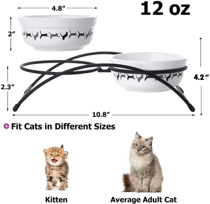 No Slip Food Water Tall Cat Bowls With Elevated Arched Stand