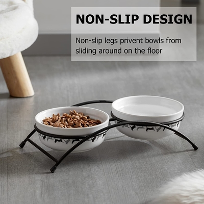 No Slip Food Water Tall Cat Bowls With Elevated Arched Stand