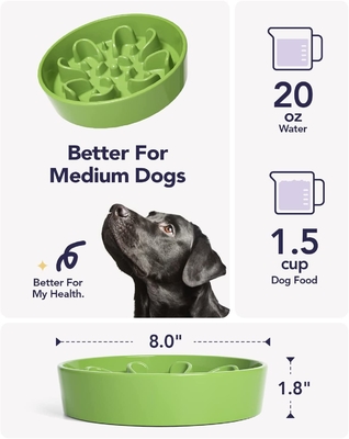 1.5 Cups Ceramic Dog Feeder Bowl Slow Down Eating